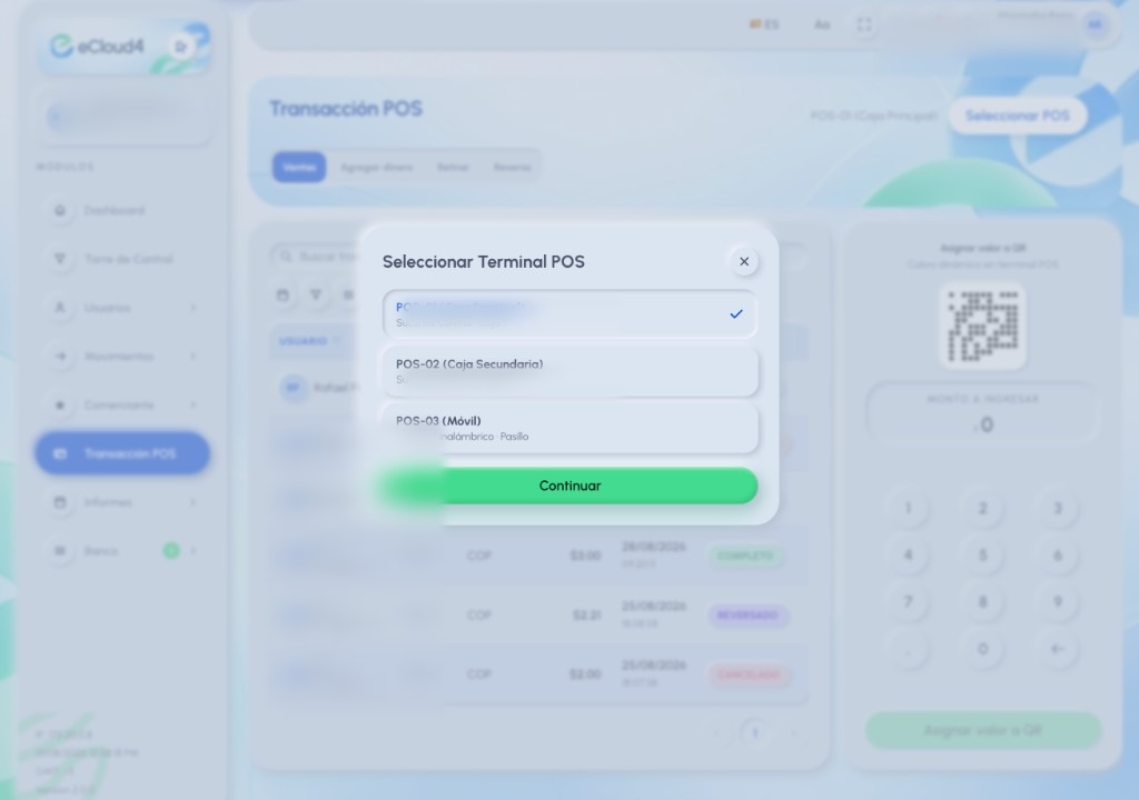 Selector de terminal POS de eCloud4