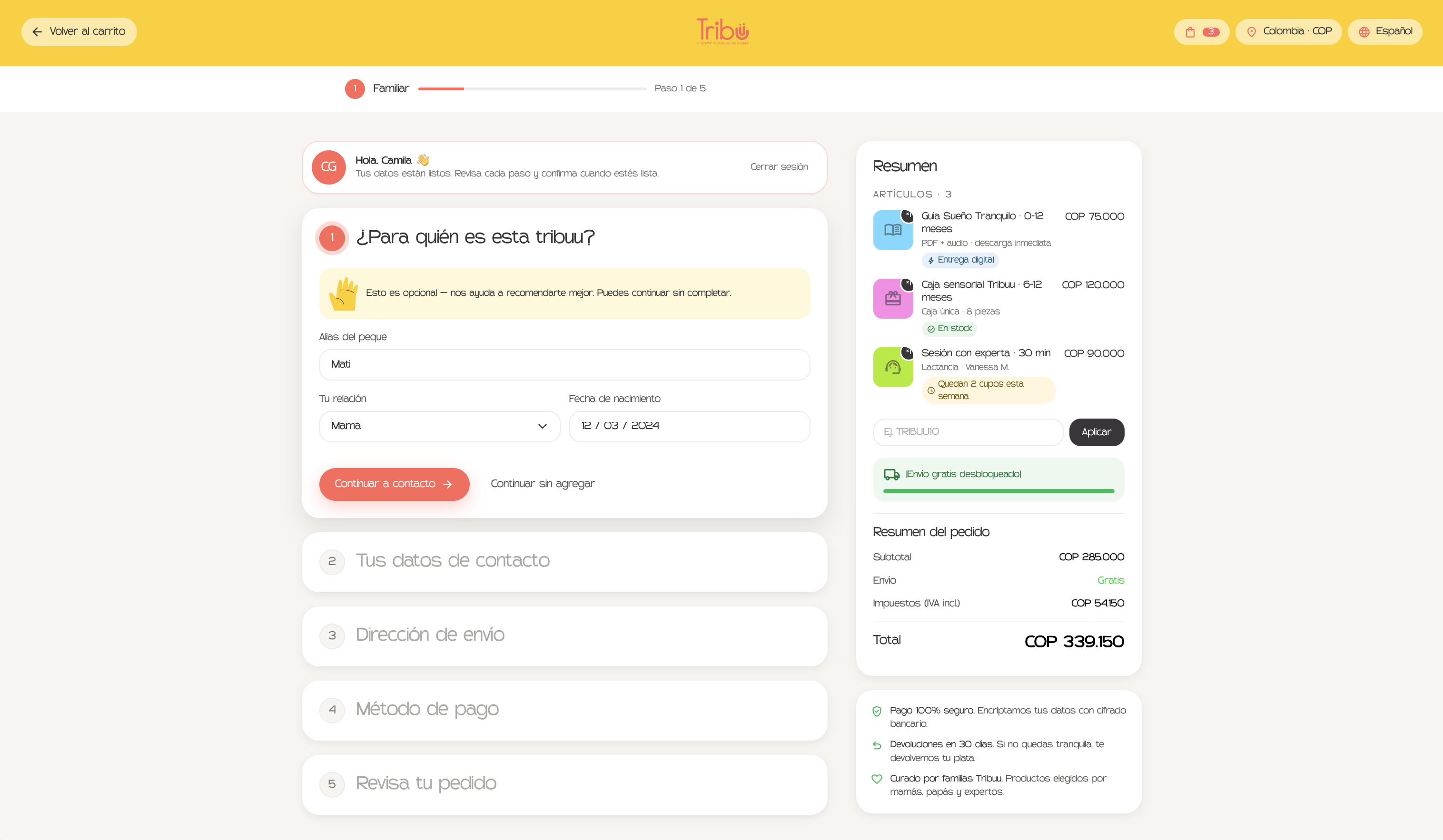 Tribuu — checkout